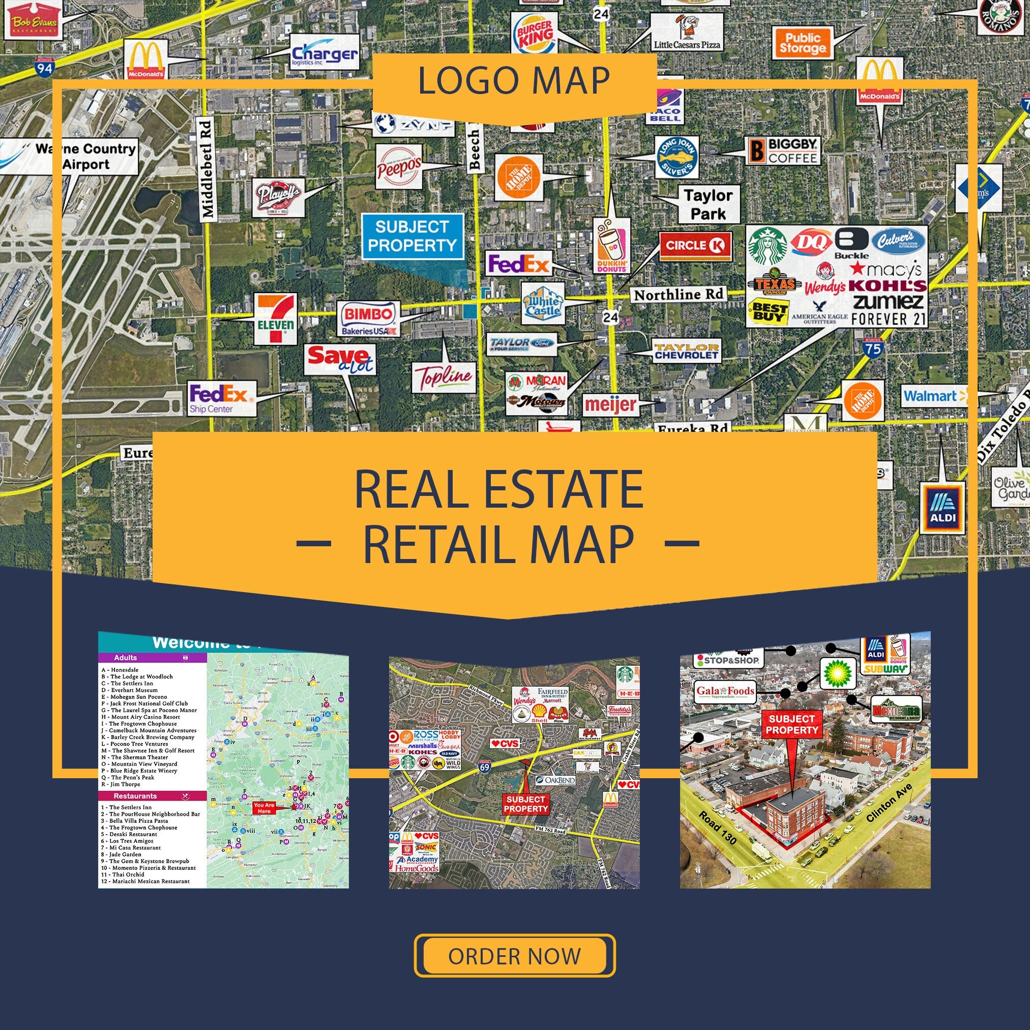 Commercial Real Estate Marketing Maps, Site Overview Map, Flyer