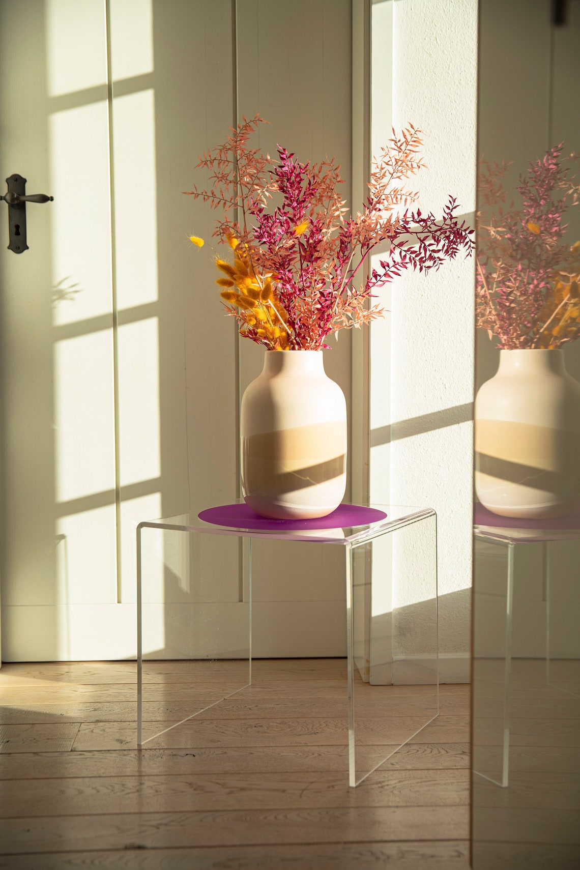 Side Table With Coloured Acrylic Glass Top Etsy