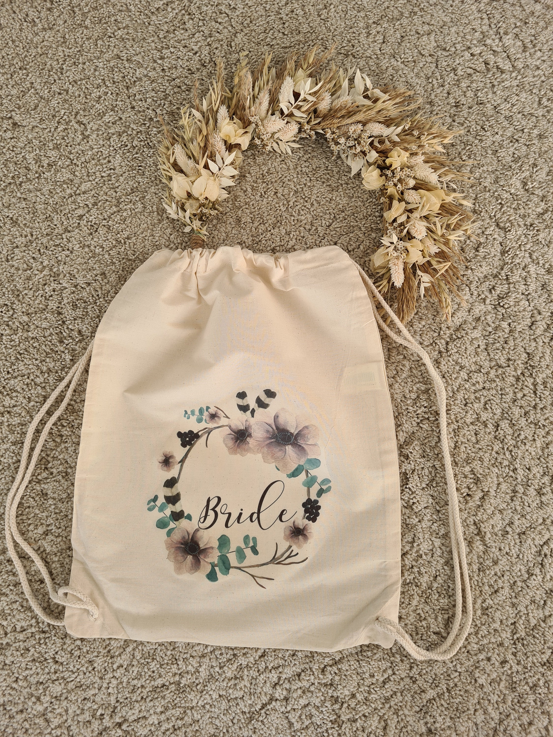 JGA Team Braut Baumwoll-Stoffbeutel – Für Junggesellinnenabschied, 46 X 36 Cm (12 Liter), Bedruckt, Mit Zugbändern
