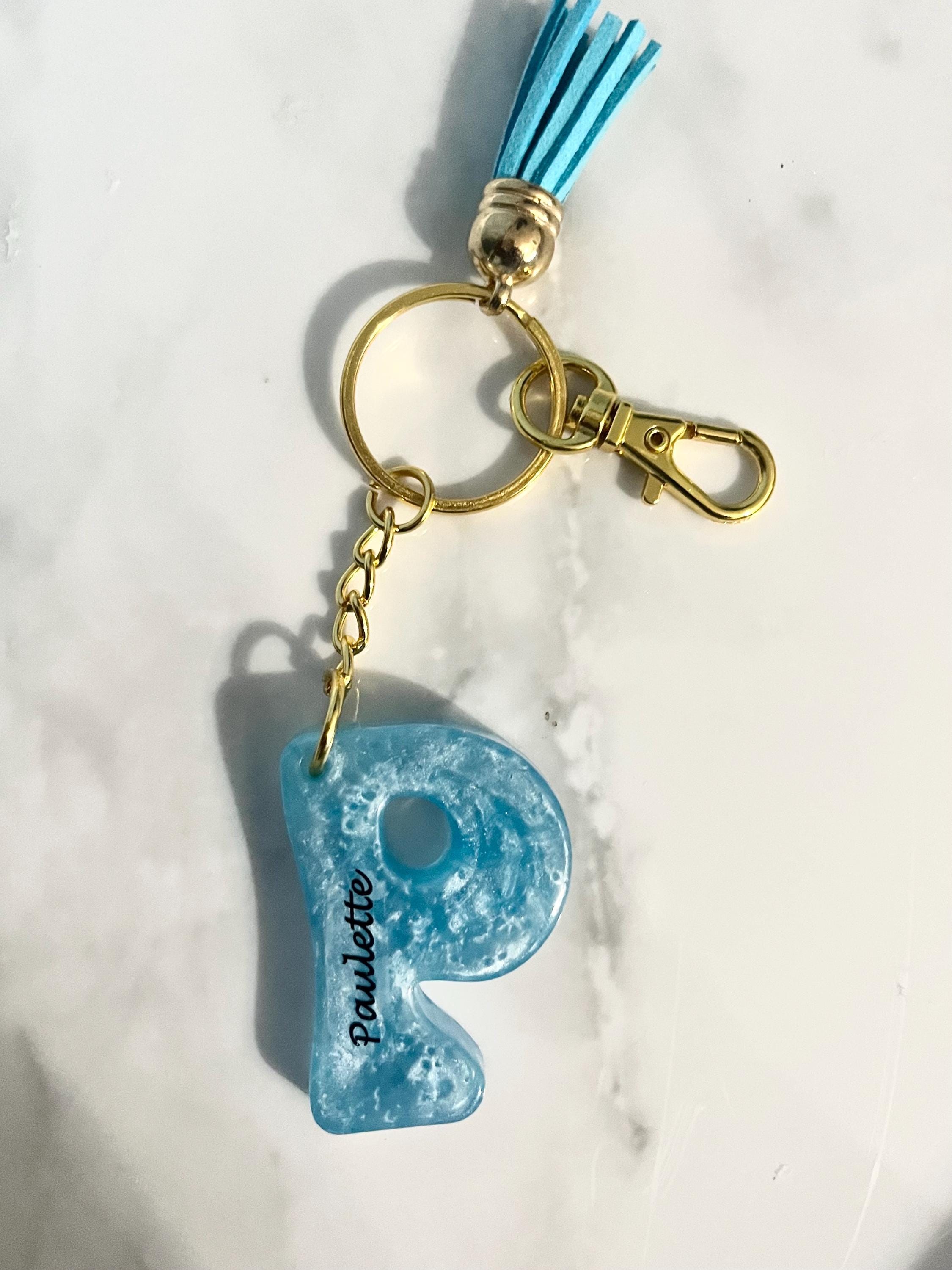 Personalized Resin Initial Keychain – Handmade Alphabet Bag Charm - Etsy
