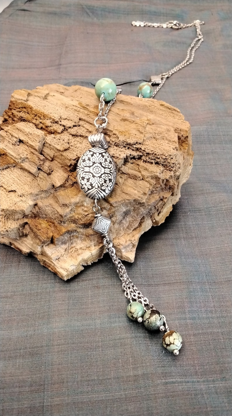 The dreamer, Yshaped Necklace With an Antique Silver Pendant With a