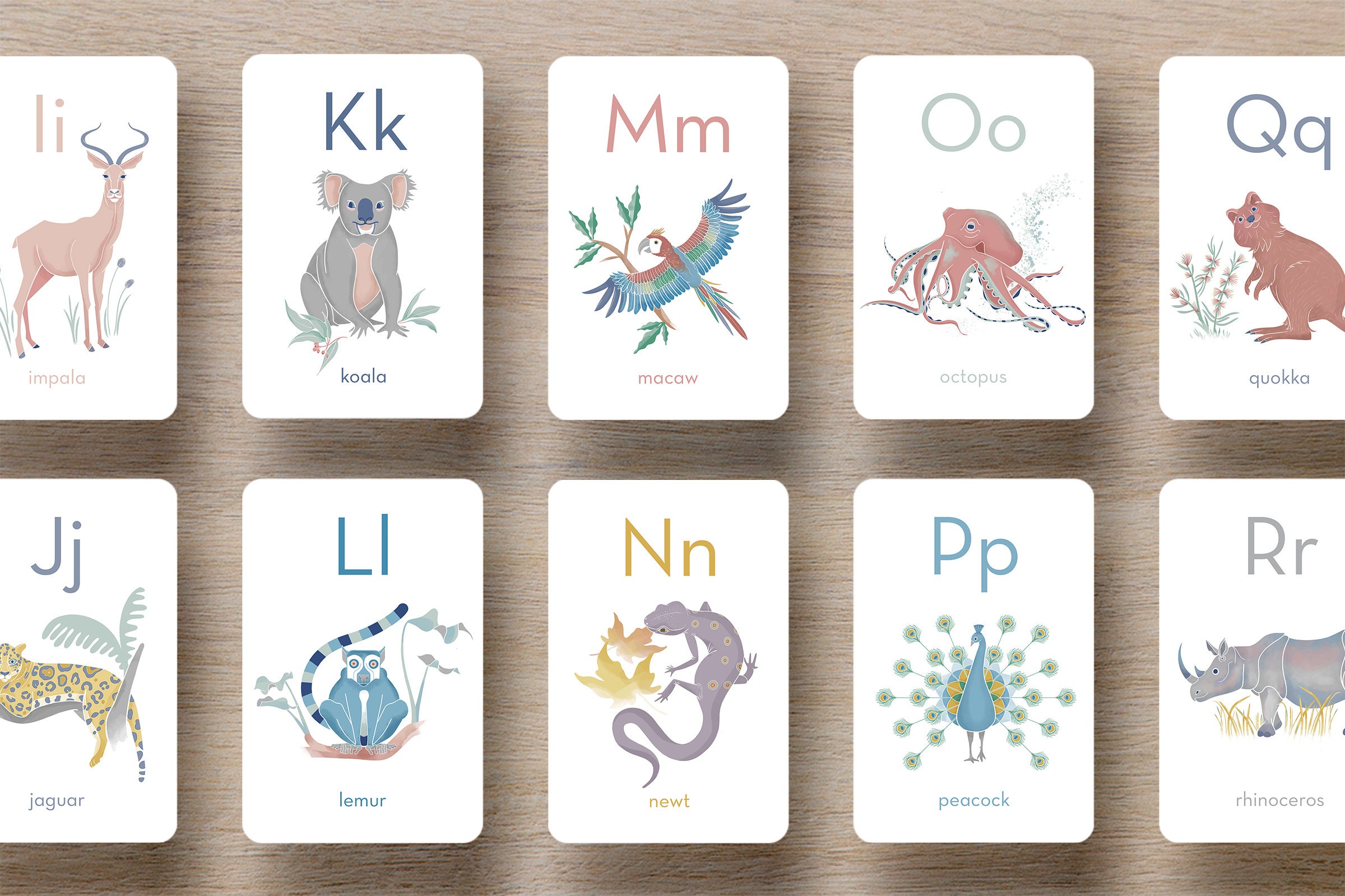 Printable ABC Flash Cards, Tastefully Illustrated With Muted Colors ...