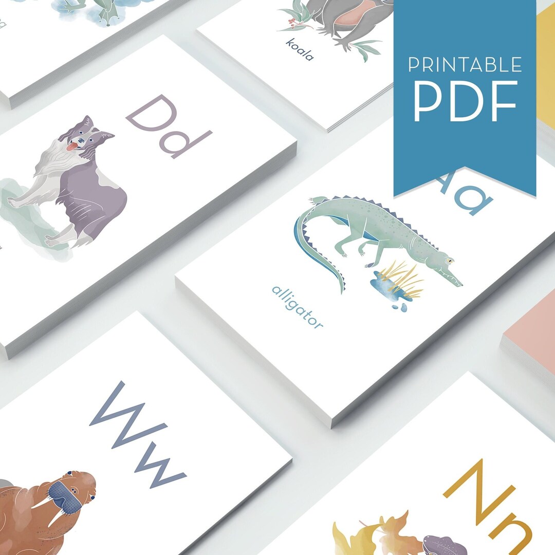 Printable ABC Flash Cards, Tastefully Illustrated With Muted Colors ...