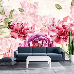Peel and stick Climbing rose Wall mural decor for bedroom Home wall decor Murals for girls Flower wall backdrop Textured adhesive