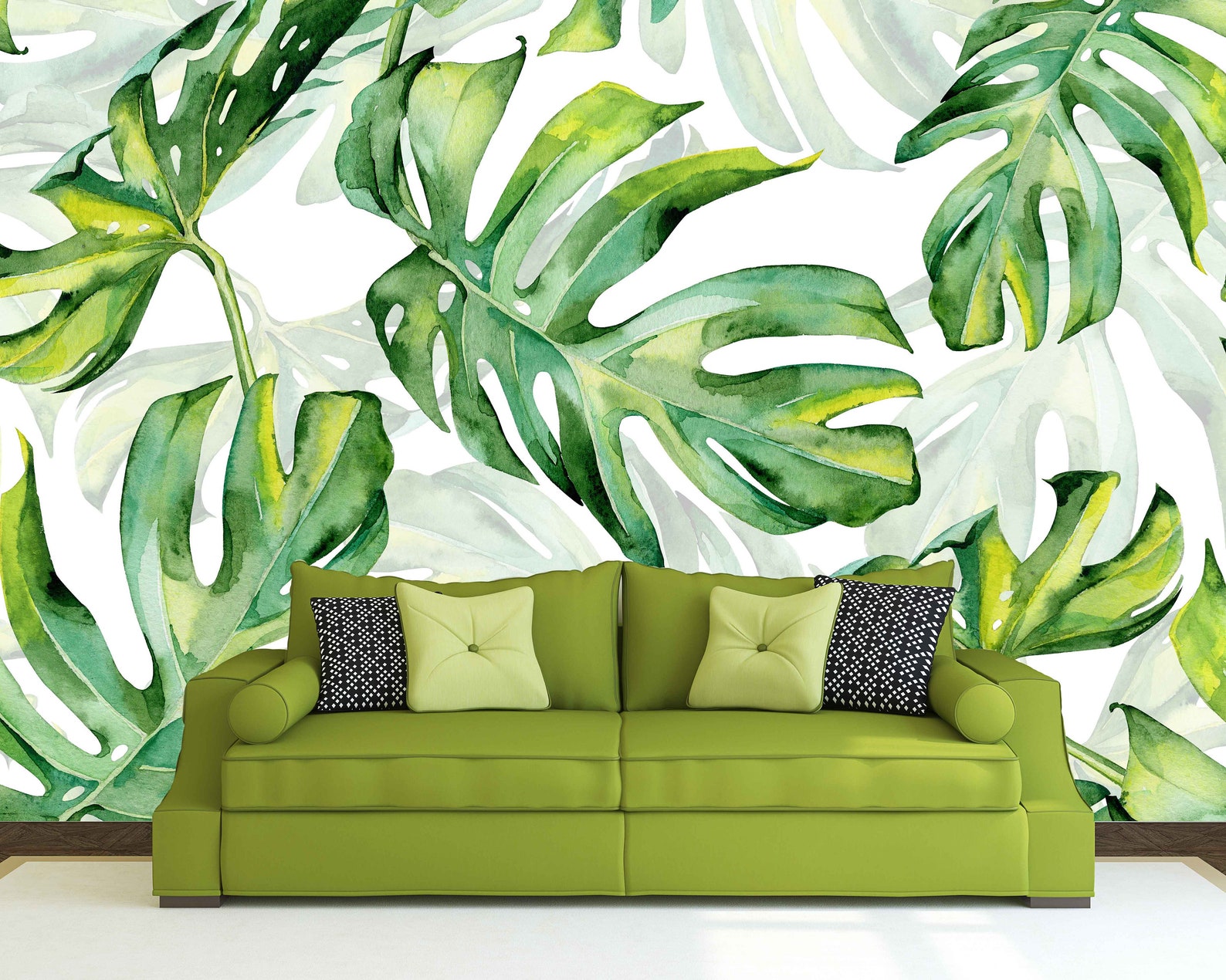 Monstera peel and stick wallpaper Tropical wallpaper Leaf | Etsy