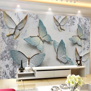 Butterfly wall stickers 3d stereoscopic wallpaper peel and stick Minimalist wall decor Modern wall mural bedroom removable wall covering