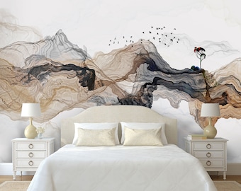 Abstract wallpaper Minimalist wall decor Peel and stick wallpaper Photo wallpaper  removable wallpaper art deco wallpaper Bedroom wall decor