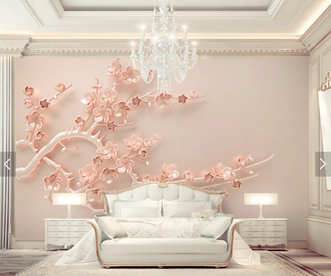 Chinoiserie Wallpaper Sakura Blossoms Japanese Wall Art - Etsy