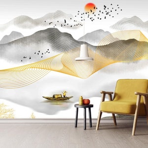 Arte murale giapponese Carta da parati autoadesiva Carta da parati astratta Decorazione murale minimalista Carta da parati staccabile e adesiva Carta da parati rimovibile Decorazione della camera da letto