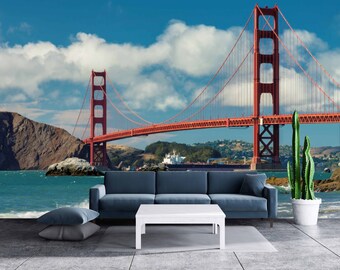 California wall art San francisco art City wall mural Mural peel and stick san francisco bridge san francisco canvas Photo wallpaper