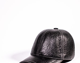 Genuine Unisex Leather Black cap,baseball type