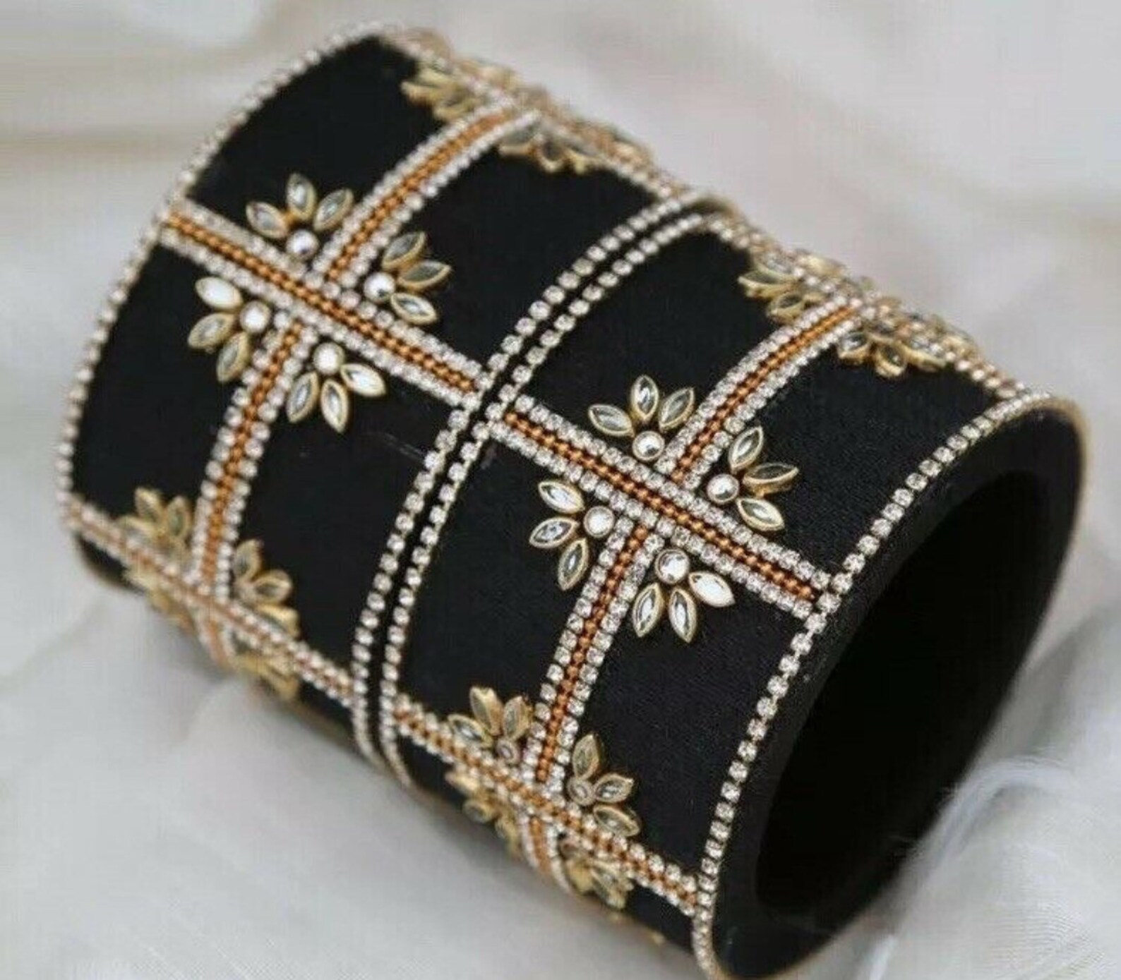 Bridal bangle silk thread bangle with kundan work Handmade Etsy