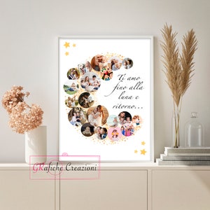 Custom photo print family, couple, I love you to the moon and back
