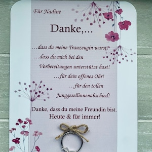 Thank you maid of honor, say thank you, wedding, personalized card with keychain