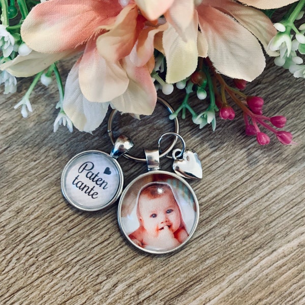 Keychain godmother, best godmother, gift for godmother, would you like to be my godmother, keychain with picture,
