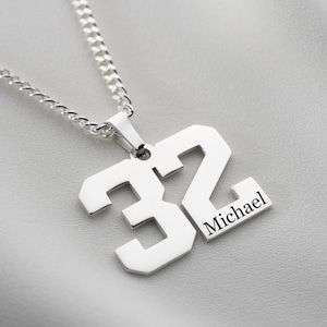 Ciondolo con numero sportivo, collane da uomo con numero, gioielli con numero, collana con anno con numero, gioielli da uomo con sport da baseball, regalo personalizzato per lui, CR32