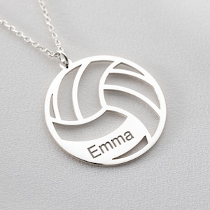 Sterling Silver Personalized Volleyball Necklace: Sport Number Jewelry