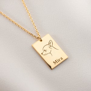 Custom Chihuahua Necklace, Dog Picture Jewelry, Dog Breed Necklace, Memorial Pet Jewelry, Sterling Silver Pet Gift, Chihuahua Pet Lower Gift