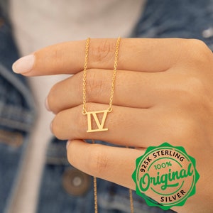 roman numeral necklace, date necklace, necklace roman numeral ii, roman number necklace, number 4 necklace roman numeral