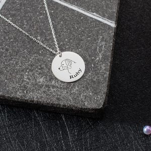 Sterling Silver Custom Dog Portrait Necklace: Personalized Pet Silhouette Jewelry