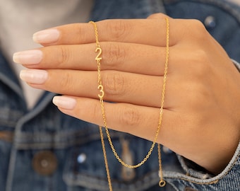 Dainty gold filled Number Necklace, Customize birthday Jewellery,Personalized Anniversary gifts for her,