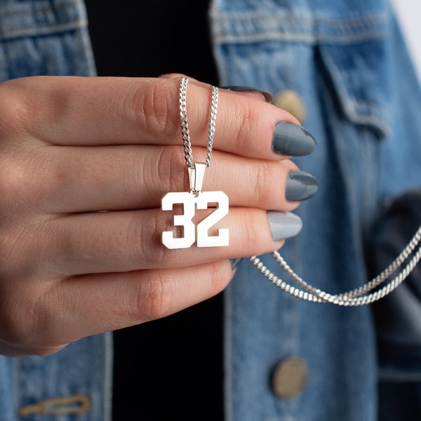 Sport number pendant, Number Men Necklaces, Number Jewelry, Number Year Necklace, Baseball Sport Men Jewelry, Personalized Gift for Him,CR32