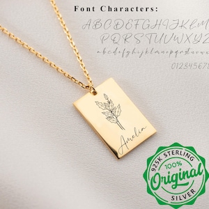 Birthflower Pendant, Personalize Holly Berry Flower Name, December Birth Flower, Silver Birth Flower, Personalized Jewelry, Bridesmaid Gift