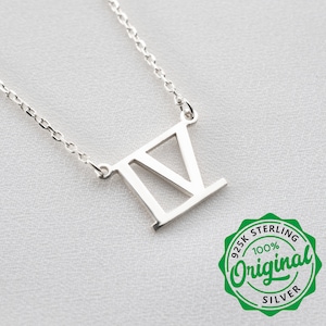 Custom Sterling Silver Roman Numeral Date Necklace, Anniversary Gift