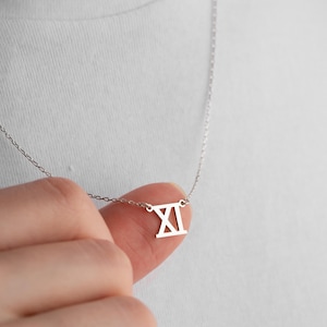 Custom Roman Numeral Date Necklace: Sterling Silver, Rose Gold