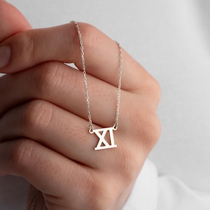 Sterling Silver Roman Numeral Necklace: Personalized Date Jewelry Anniversary Gift For Her