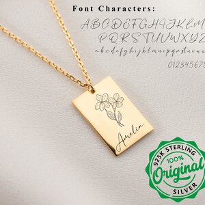 qSterling Silver Birth Flower Necklace, Violet Necklace, Personalized Birthday Gift Flower Necklace for her, Custom Flower Necklace