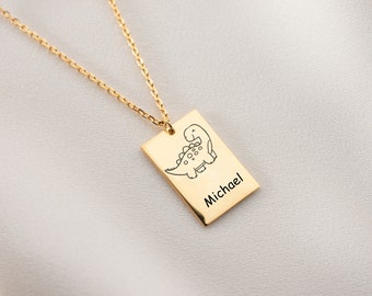 boy necklaces with a dinosaur Necklace, Stegosaurus Dinosaur Sterling Silver Jewellery, Personalized Dino Name Necklace for kids