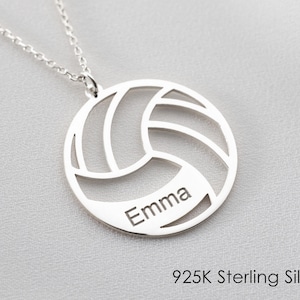Custom Volleyball Necklace: Sterling Silver Personalized Name & Number