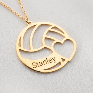 Personalisierte Beachvolleyball-Halskette: Sterlingsilber-Schmuck mit Namen & Nummer