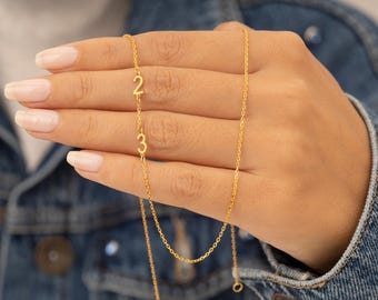 Gold Number Necklace, Sterling Silver Personalized Necklace