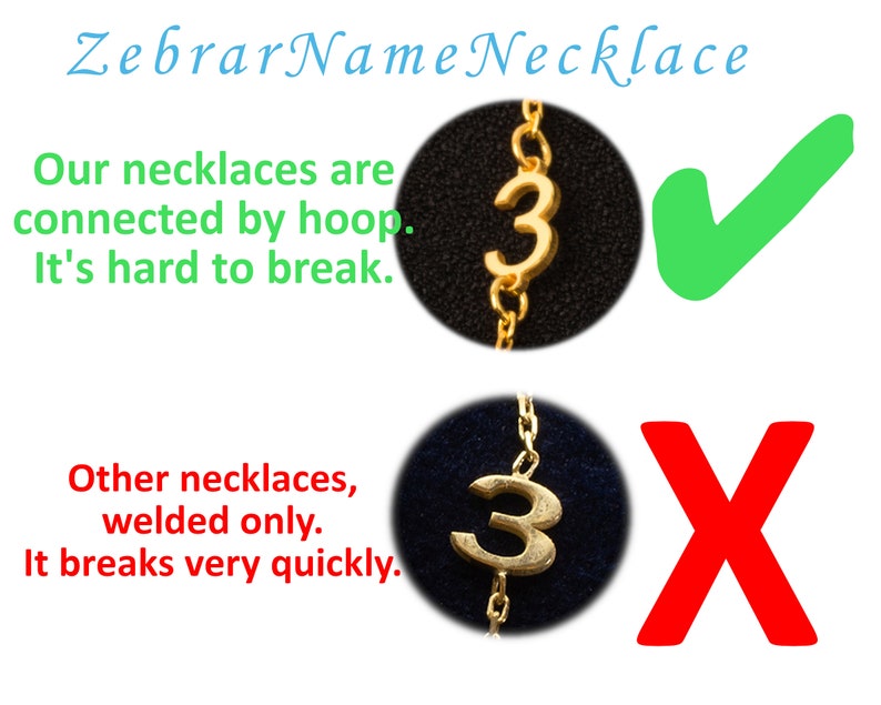 Infographic detailing care instructions for the Personalized Number Necklace, including tips for maintaining shine and longevity. Clear 'How to Order' steps.