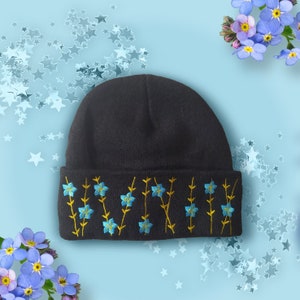 Forget-me-not embroidered Beanie image 1