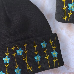 Forget-me-not embroidered Beanie image 2