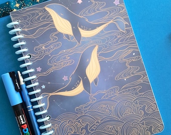 Wired notebook, celestial whales , lined
