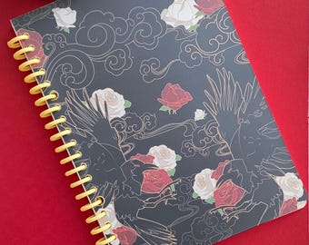 Wired notebook, crows and roses , lined