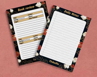 A5 Rose Notepads - Daily Notes and Book Review