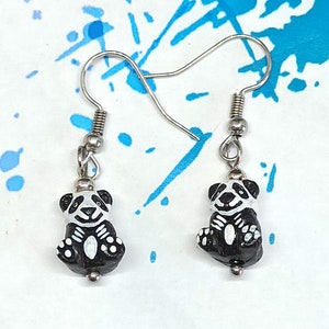 Tiny panda earrings, cute panda earrings, panda bear earrings, animal jewelry, panda jewelry, hypoallergenic