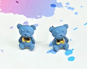 Kleine Teddybär Ohrringe, Bären Ohrstecker, süße Bären Ohrringe, Spielzeug Ohrringe, lustige Ohrringe, kleiner Tier Schmuck