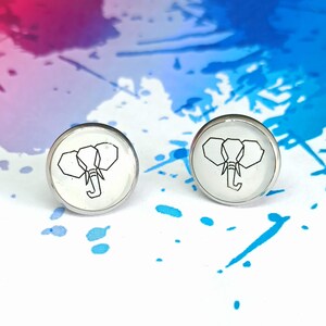Simple elephant stud earrings, minimalist animal earrings, elephant jewelry, elephant studs, stainless steel studs