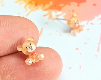 Kleine Bär Ohrringe, Bär Ohrstecker, Teddybär Ohrringe, süße Ohrringe, lustige Ohrringe, Spielzeug Ohrringe