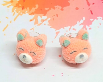 fox stud earrings, cute red fox earrings, fall fox jewelry, kawaii earrings, fun earrings, simple earrings