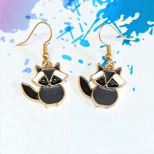 Pendientes de zorro negro, pendientes de acero inoxidable, joyería de zorro, pendientes de zorro, pendientes de animales lindos
