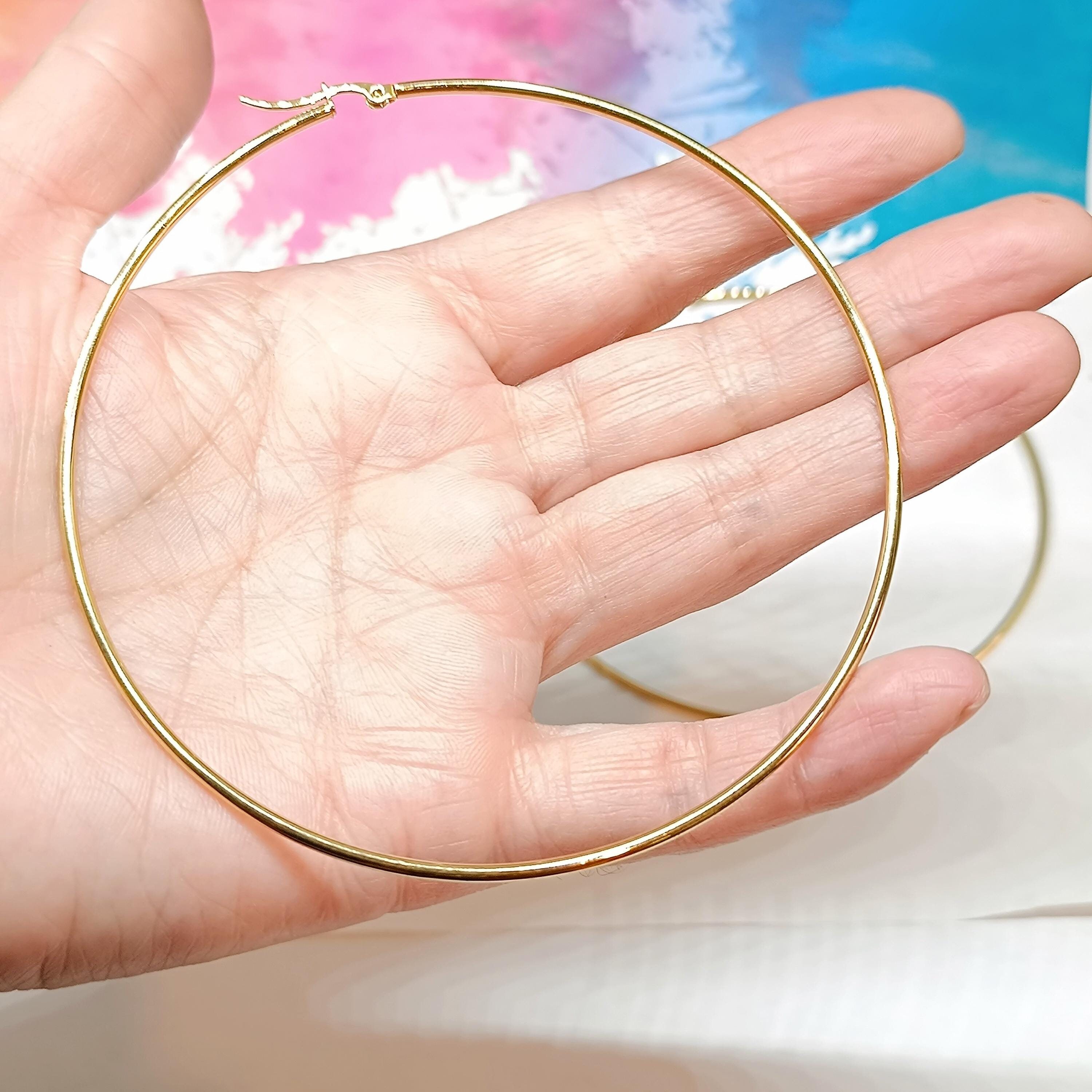 Hoop Earrings 60mm Shoulder Duster Extra Extra Large 2mm Width Round Tube Sterling Silver Hoop Earrings 60mm Shoulder Duster Extra Extra Large 2mm Width Round Tube Sterling Silver