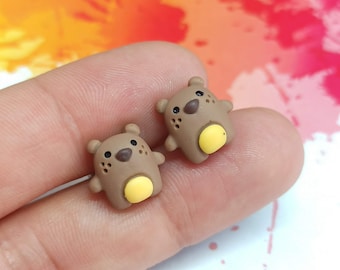 Süße Bären Ohrstecker, handgemachte Tier Schmuck, kleine Bären Ohrstecker, kleine Bären Ohrringe, lustige Ohrringe