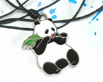 panda necklace, bear pendant necklace, panda charm necklace, animal jewelry